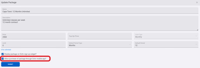 Buy Packages in app
