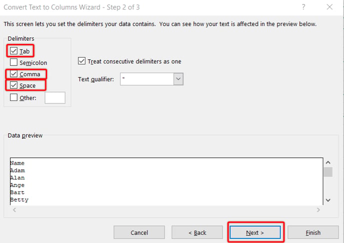 Convert Text to Columns Wizard - Step 2 of 3 2022-11-07 at 4.09.39 PM