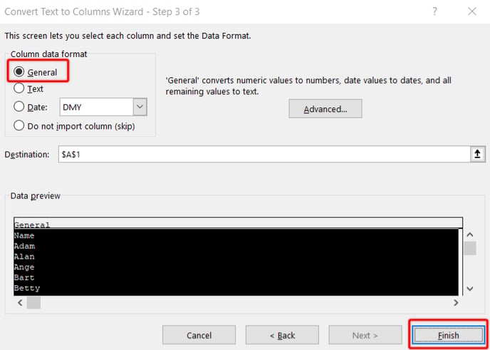 Convert Text to Columns Wizard - Step 3 of 3 2022-11-07 at 4.11.34 PM