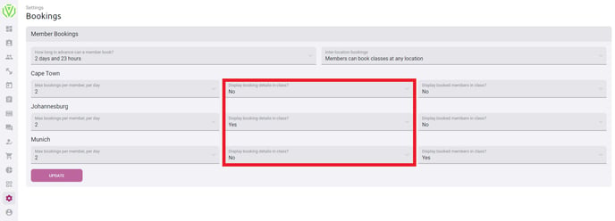 Display booking details in class