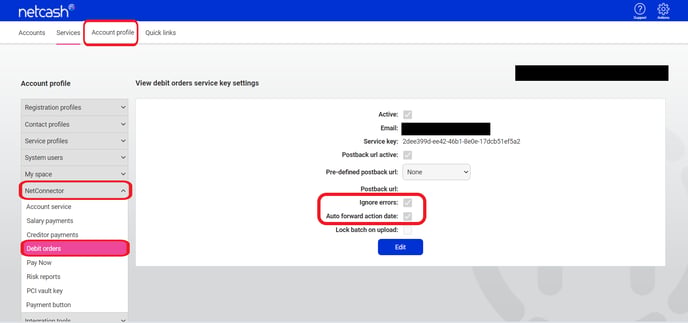 NetCash Settings
