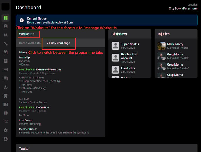 Workout Dashboard